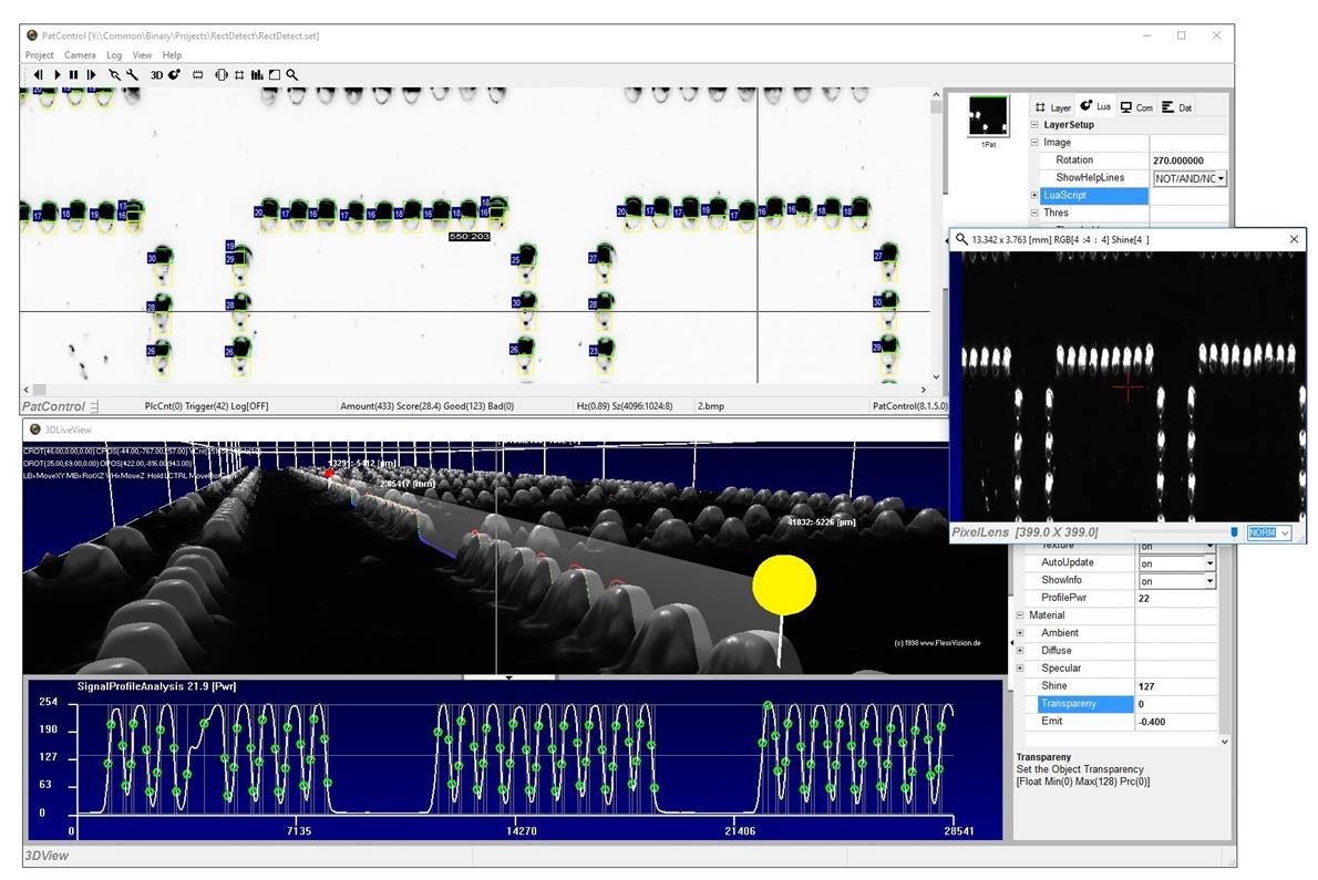 Bump -Höhe im 3D Helligkeitsprofil